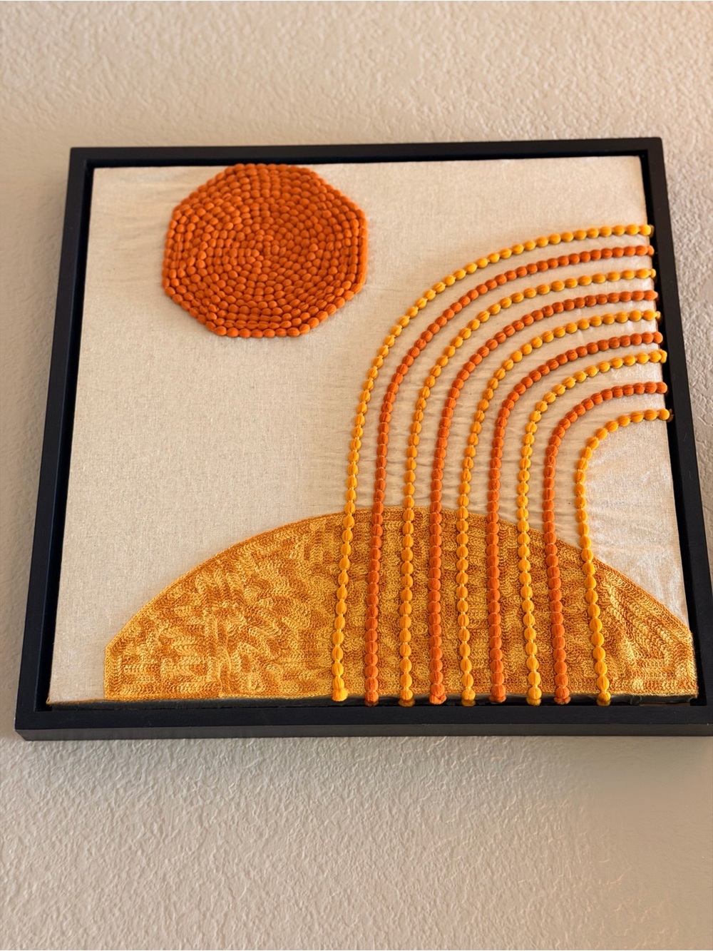 Sunrise Bead Wall Art - Orange & Yellow 16x16